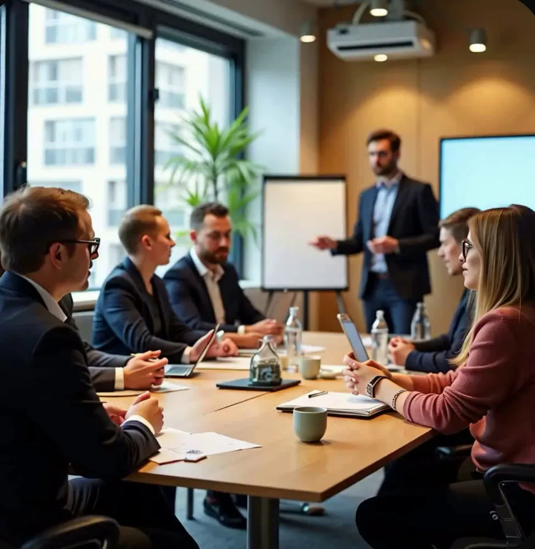 Workshop mit Führungskräften am Konferenztisch